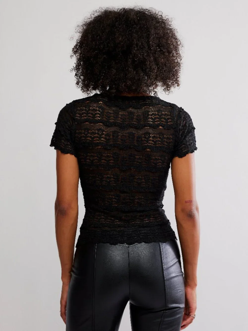 🆕 FREE PEOPLE Angelina Lace Tee / Black
